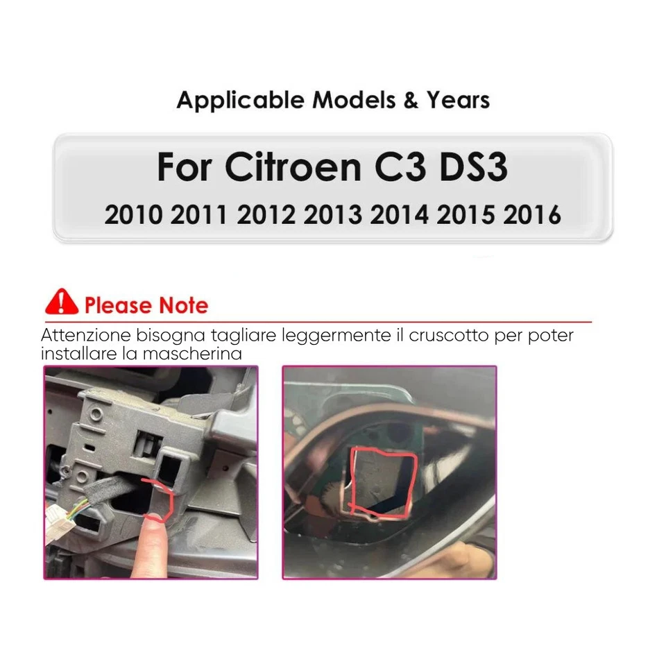 Autoradio 9" Android 13 CarPlay Navi GPS per Citroen C3 II DS3 2009-2016 - Immagine 3 di 4