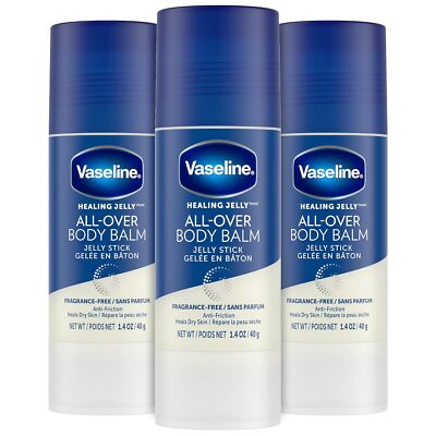 Vaseline All Over Body Balm Jelly Stick, Travel Size 1.4 Oz Ea (Pack of 3)