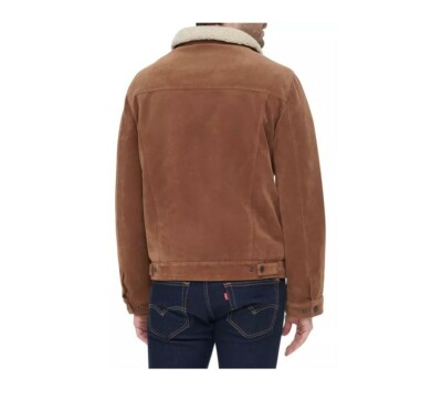 LEVI'S Men Faux-suede Trucker Jacket With Fleece Lining Cognac