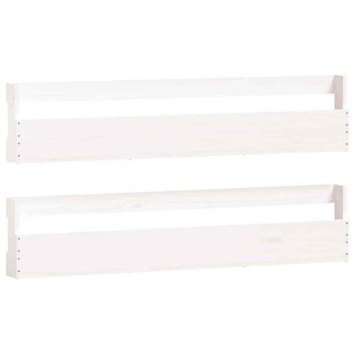Wall-mounted Shoe Racks 2 pcs White 110x9x23 Solid Wood Pine Q2G2 - Picture 2 of 9