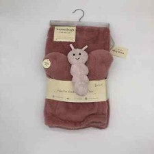 New Warm Hugs Dark Pink Faux Fur Baby Blanket Plush Butterfly Toy 2 pc Gift Set