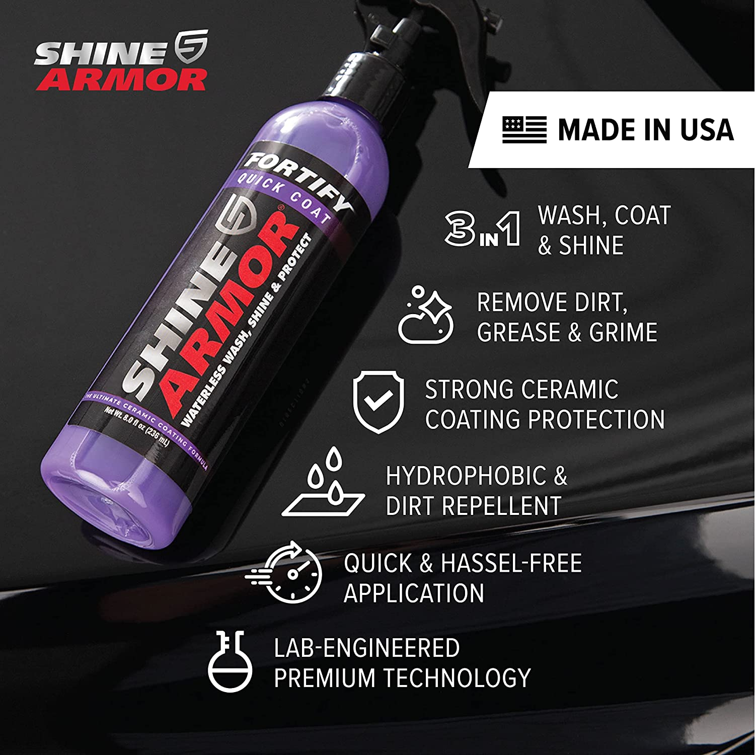 SHINE ARMOR Fortify Quick Coat Ceramic Coating Car Wash & Wax