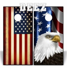 Cornhole Wraps AMERICAN EAGLE RUSTIC FLAG Combo Beanbag Toss Vinyl 2 Decals