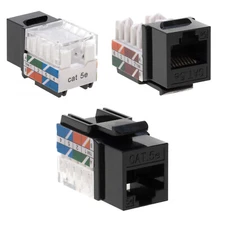 5 pack Cat5e 45° Angled Keystone Jack Network 110 Punchdown 8P8C Cat5 Black