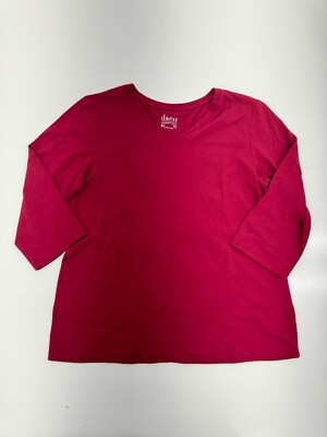 D&Co Dark Pink 3/4 Sleeve Shirt Womens Size Medium