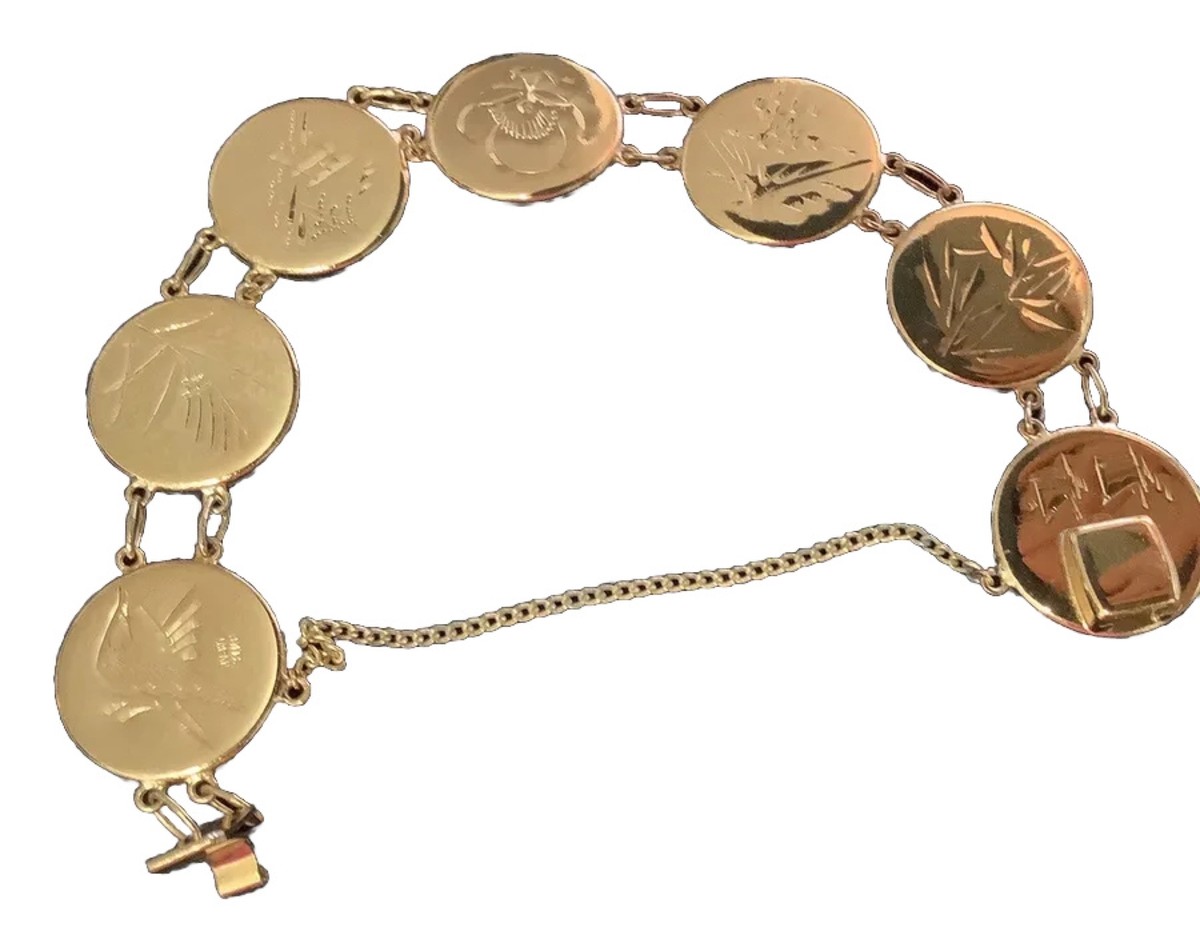 Amita Japanese Damascene Gold Bracelet | eBay