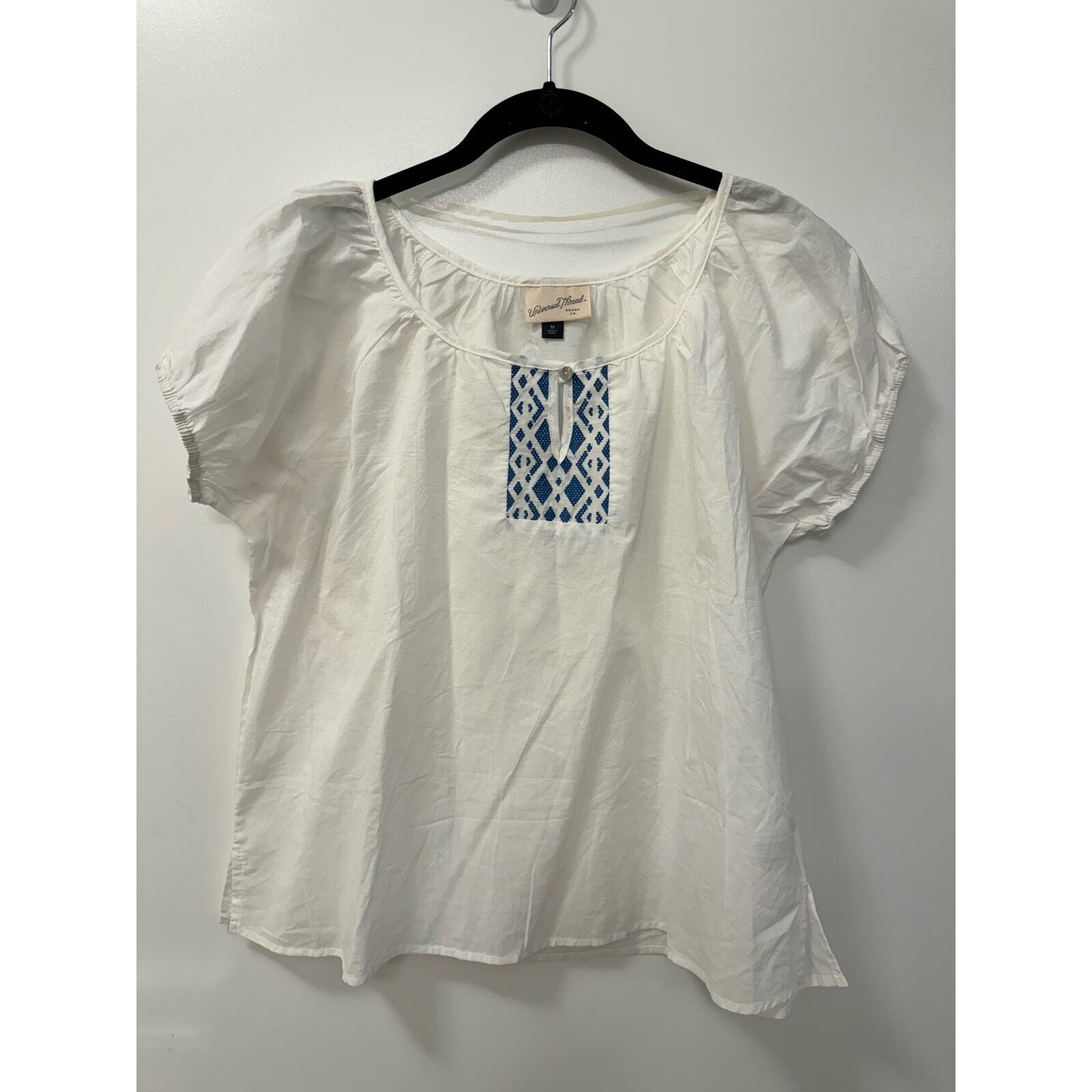 Universal Thread Medium White Cotton Peasant Top … - image 1