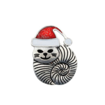 Brosche Zinn von St Justin Weihnachten dicke Katze