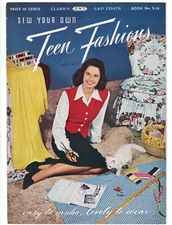 Vtg 1945 Sew Your Own Teen Fashions Clothing Pattern Book S-16 Clark's J&P Coats