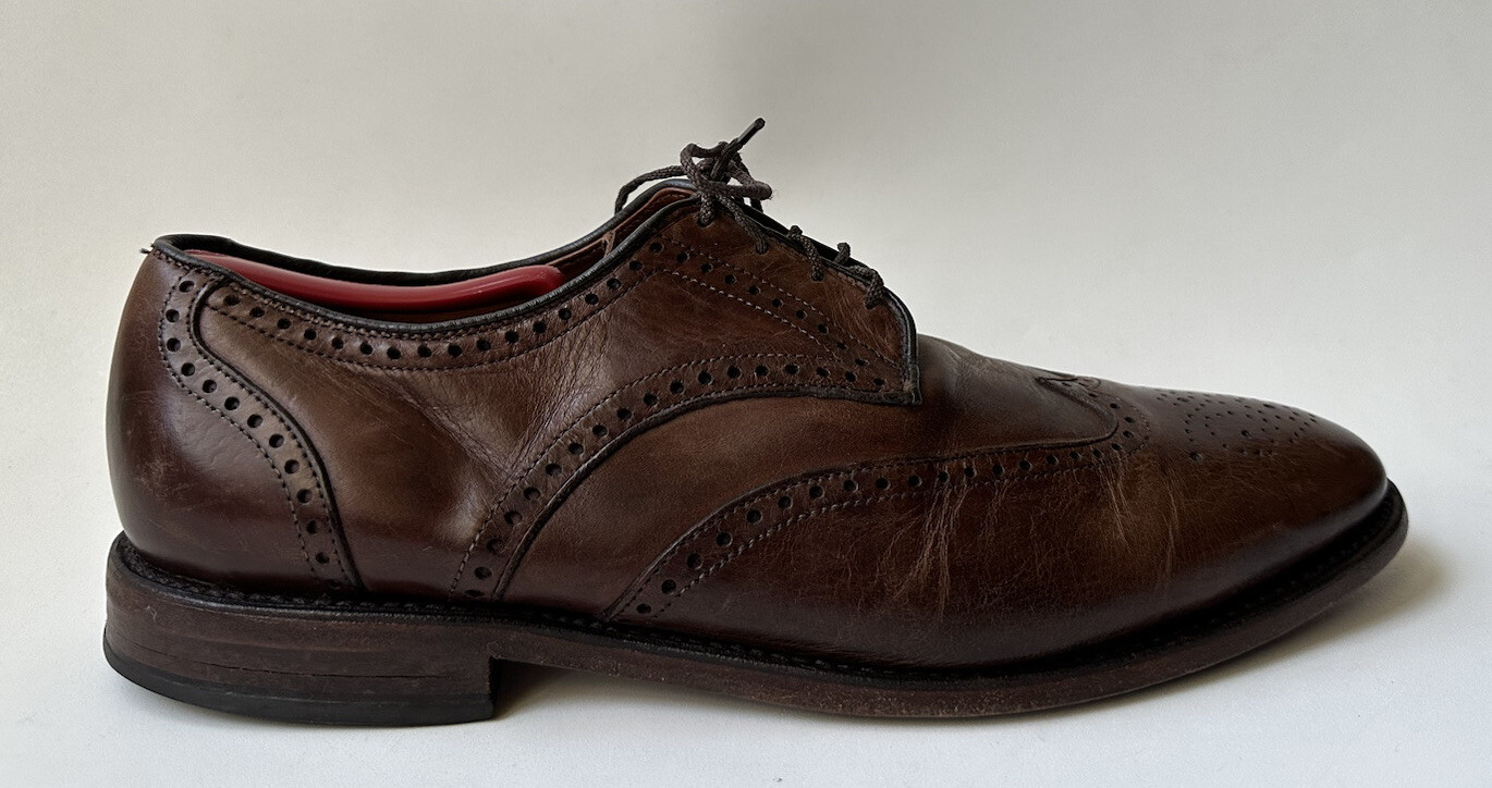 Allen Edmonds Hinsdale Men’s Brown Leather Wingtip Derby Dress Shoes Sz 11D -M31 image 6