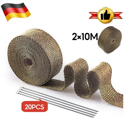 2x 10m Titan-Hitzeschutzband Auspuffband Bis 1400° Motorrad Hitzeschutz Krümmer - Bild 12 von 12