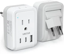 1 Pack Brazil Power Adapter Travel Plug, VINTAR Foldable Type N Plug Adapter