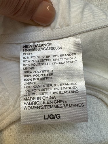 New Balance Large Sports Bra White NEW Lightening Dry Seamless Tonic 2.0 Crop - Picture 11 of 15