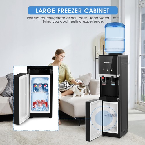 Hot/Cold Water Cooler Dispenser with Freezer Cabinet Compressor Refrigeration - Picture 5 of 24