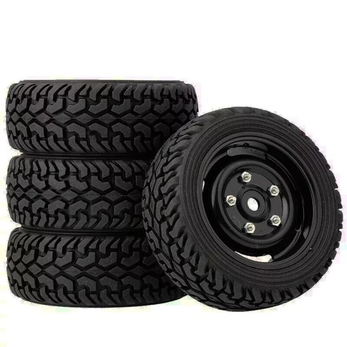 Ruote pneumatici gomma grana auto 1/10 rally RC per Traxxas Tamiya Hsp Hpi Kyosho - Foto 1 di 4