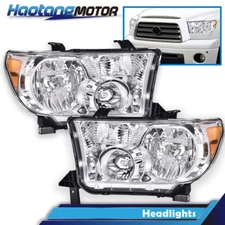 Fit For 2007-2013 Toyota Tundra 08-17 Sequoia Amber Corner Chrome Headlights USA