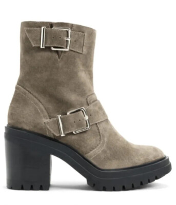 Kenneth Cole  Rhode  Suede Ankle Boots Double Buckle Lug Polar Grip Sole Size 8