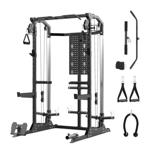 Power Cage Power Rack w/Cable Crossover & Pulley System Dip Bar Squat Rack Cage - Picture 13 of 13
