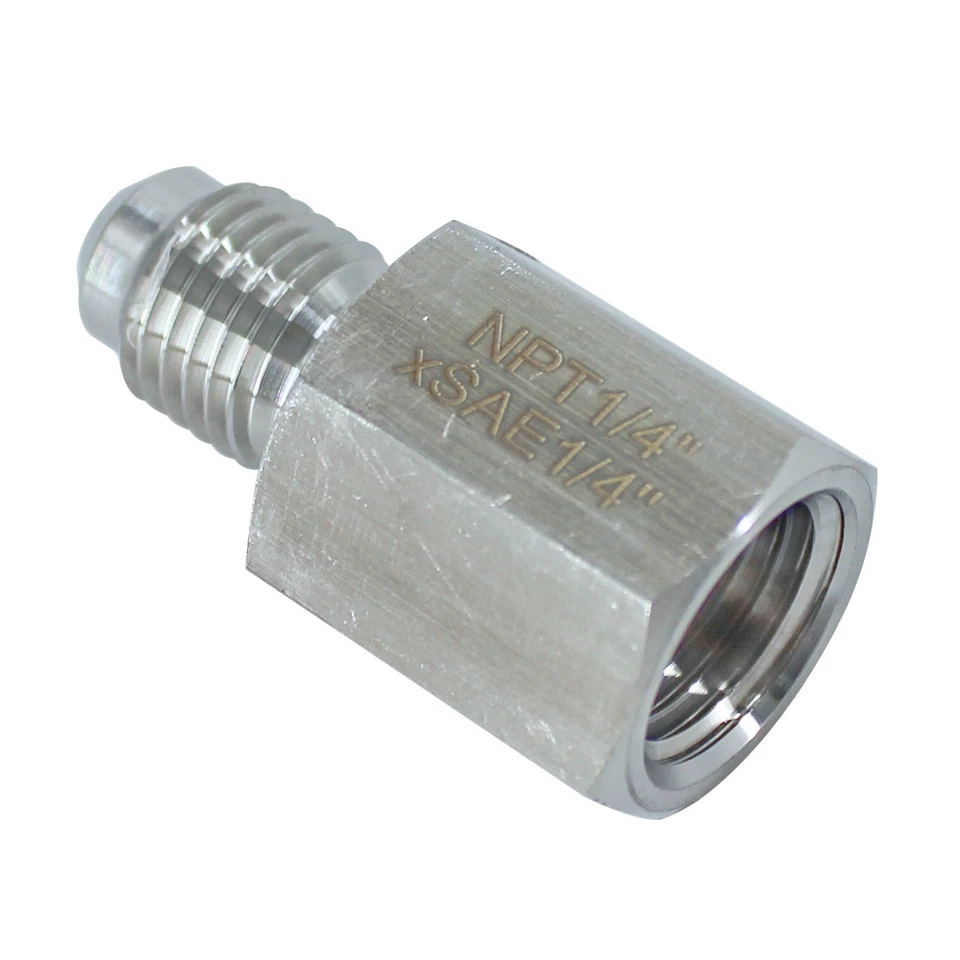 1/4" Female NPT to 1/4" Male SAE Fitting Adapter Stainless Steel 304 - Image 2 of 3