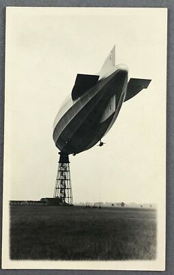 R100 BRITISH AIRSHIP ALTERED TAIL VINTAGE ECHTFOTO POSTKARTE RPPC RAF LEITSCHIFF