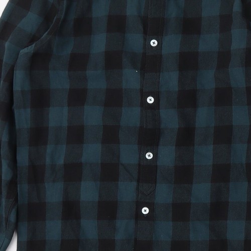 River Island Mens Green Plaid Cotton blend Size S Mock Neck - Picture 11 of 12