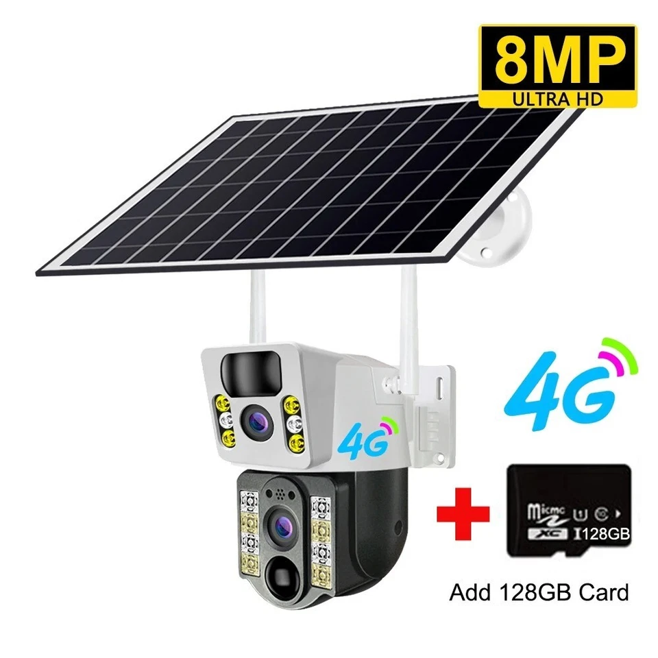 8MP 4K Wireless Solar Camera 4G Sim Outdoor Dual Lens Wifi IP Camera - Image 3 of 4