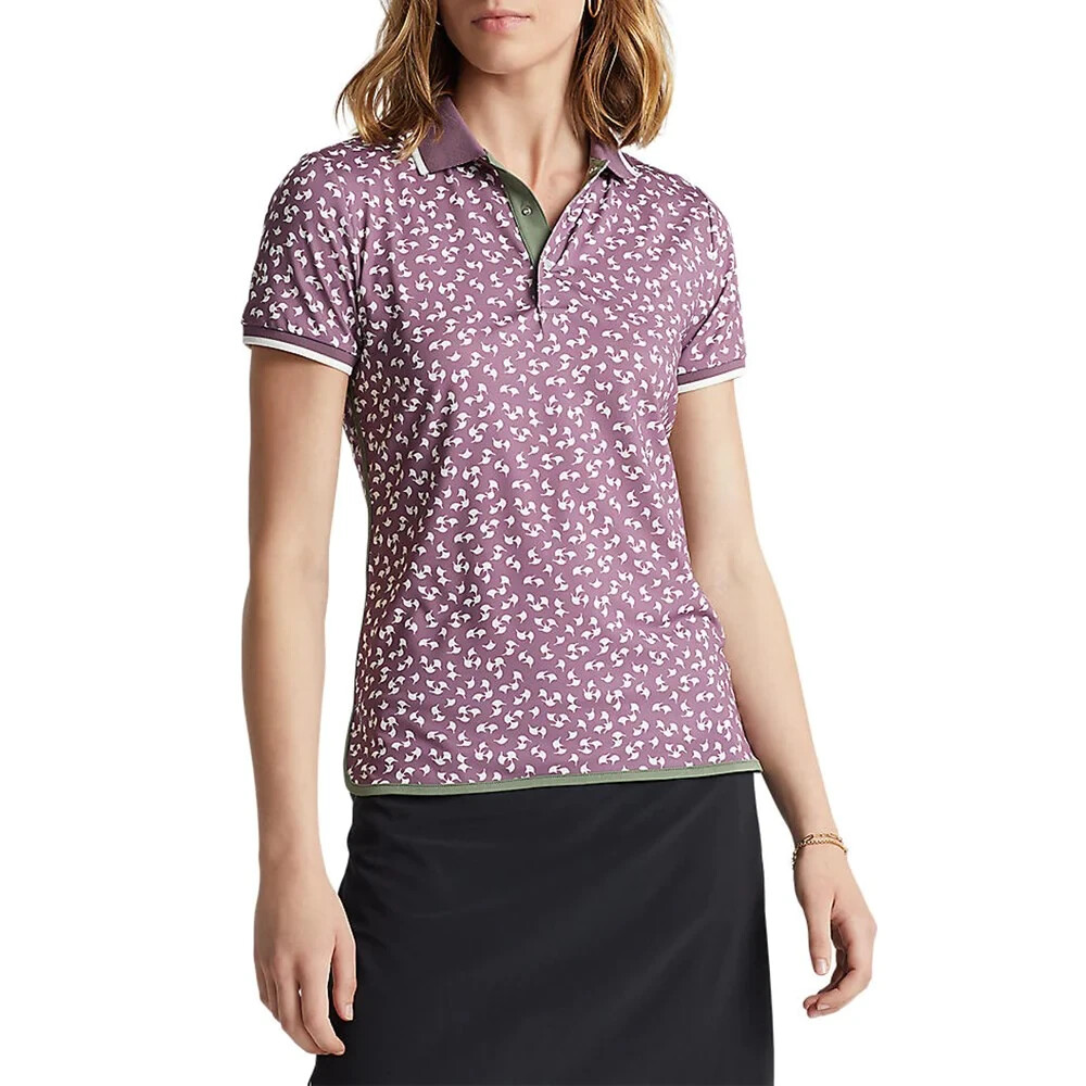 RLX Ralph Lauren Women Small Golf Polo Print Purple White Tailored Fit