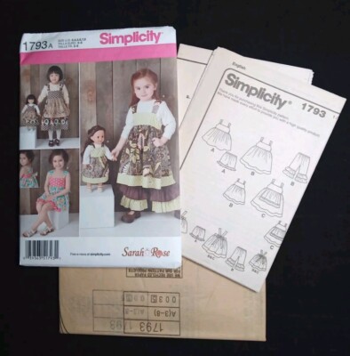 SIMPLICITY Pattern 1793 Girls Size 3 4 5 6 7 8 Dress Pants Shorts 18'' Doll Dress
