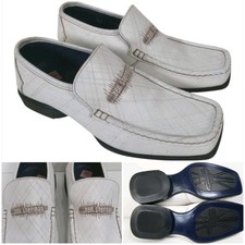 Ben Sherman White Square- Toed Slip On Loafers Mod Style Mens Uk 8 Leather Upper