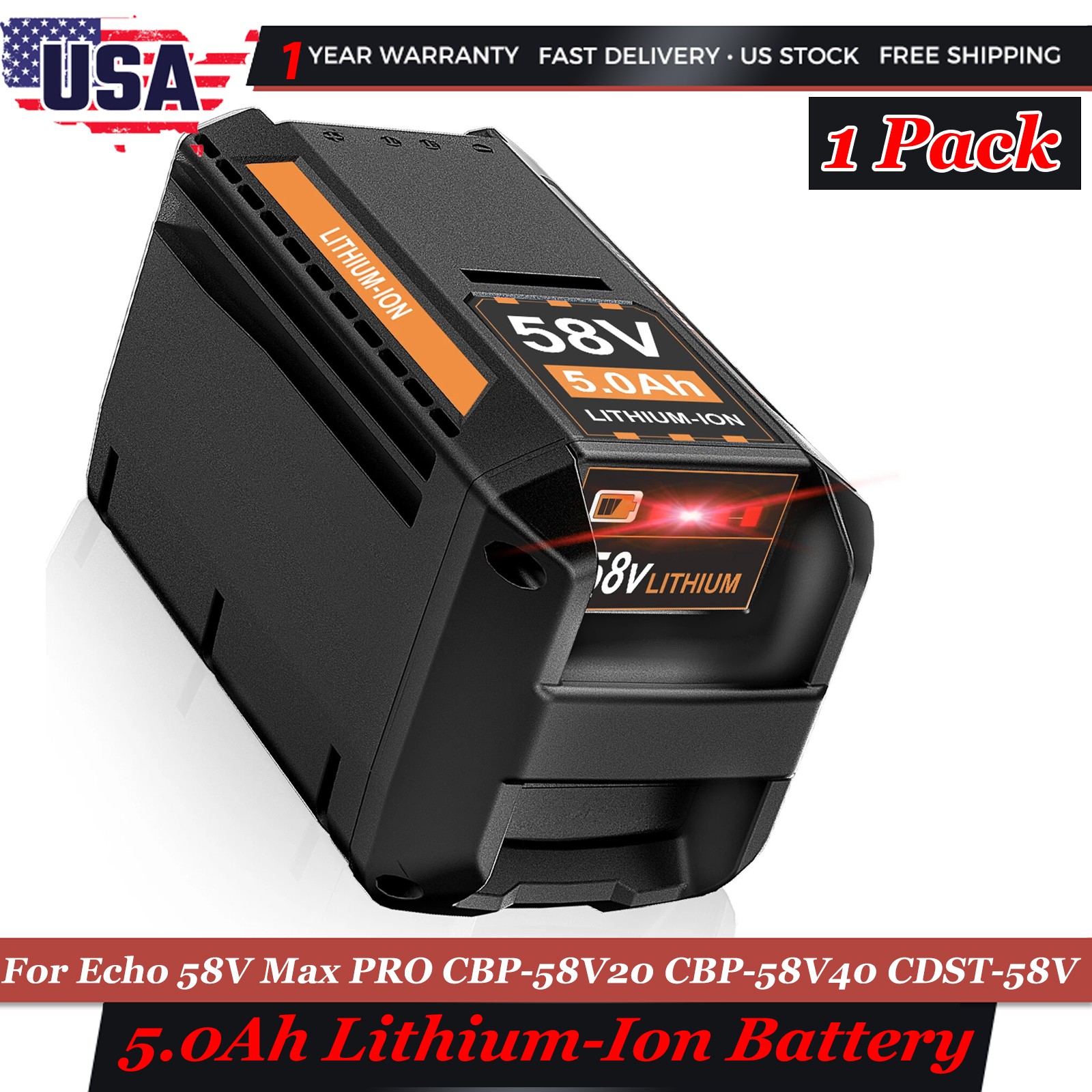 Pack 58V 5.0Ah Lithium-ion Battery for Echo 58Volt CBP-58V40