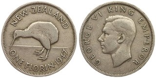 New Zealand 1 Florin 1947 George VI