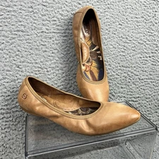 Born Ballet Flats Shoes Womens 8.5M Brown Leather Slip On Comfort Pointy Toe EUC