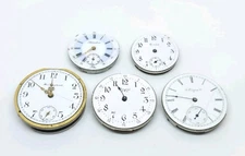 Vintage Lot Of 5 Mechanical Pocket Watch Movements For Parts Or Repair Elgin