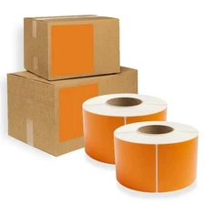 4000 Pack Direct Thermal Labels 4" x 6" Orange 3 Core. Self-Adhesive Rolls