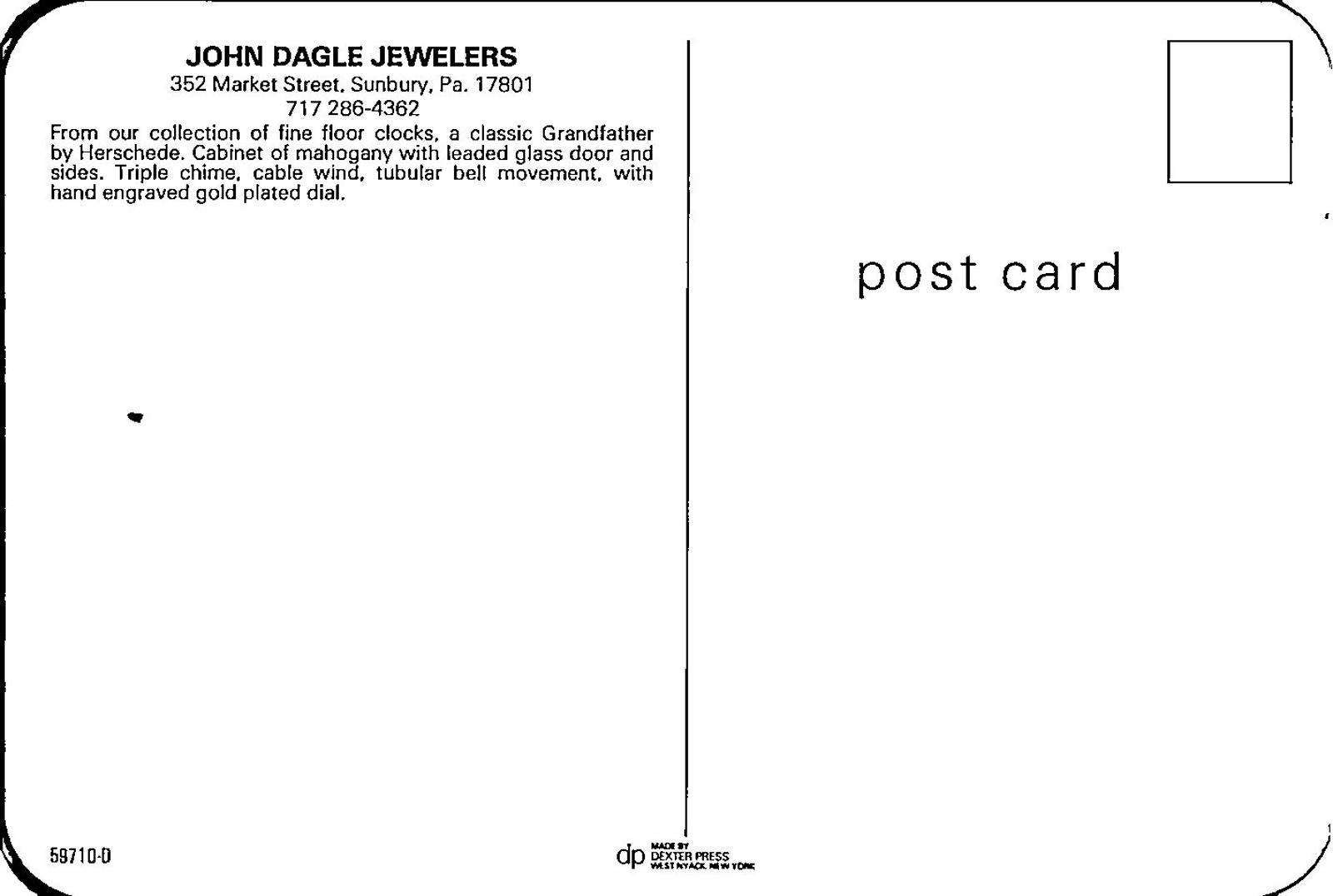 Vintage Postcard Classic Herschede Mahogany Grandfather Clock