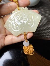 Natural Stone Hand Carved Double Phoenix Pendant Chinese Collectible