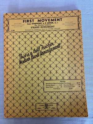 RARE! 1st Movement Symphony in B Minor for Band Schubert/Cailliet Full Score1938
