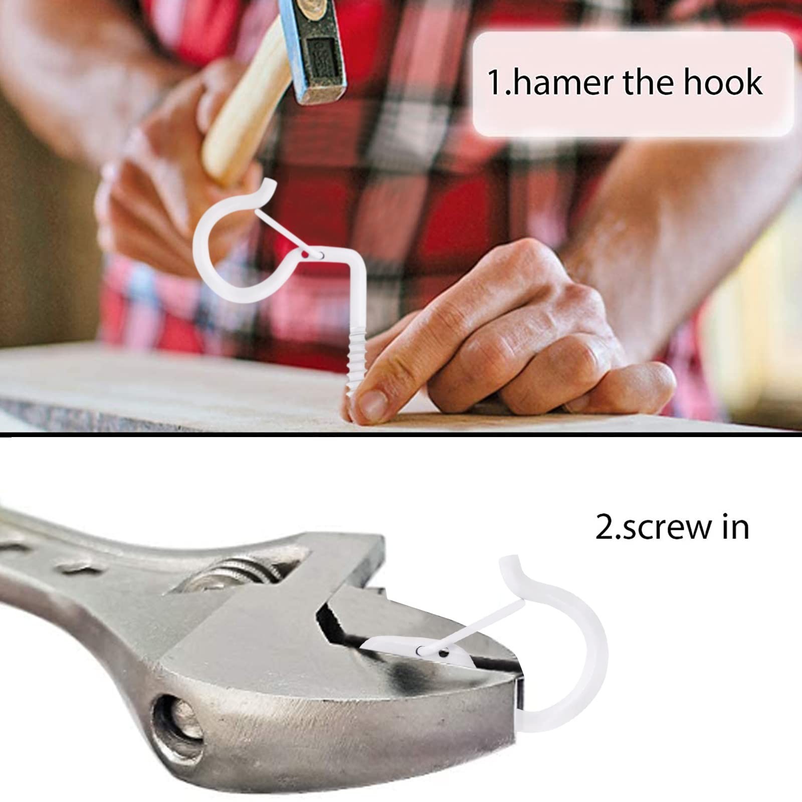 Benvo 10Pcs Q-Hanger Hooks String Lights Hooks Easy Release Screw Hanger Outd...