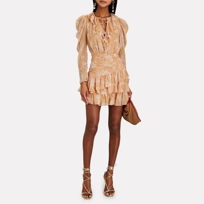 Ulla Johnson Floral Ruffled Silk Dress. Size 6. 