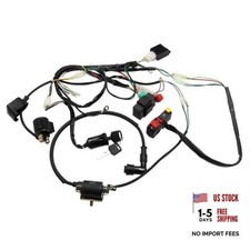 Complete Electric Start Engine Wiring Harness Loom CDI Coil Switch Kit 50cc