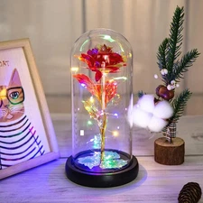 Eternal Forever Galaxy Rose Flower In Glass Dome LED Light Romantic Gift for Her