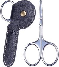 3.75" Nose Hair Scissors, round Tip Small Facial Mustache Scissors for Men'S Tri