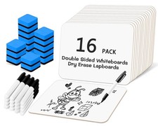 16 Packs Dry Erase LapBoards with 16 Erasers and 16 Markers, 12.5" x 9" Doubl...