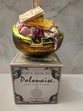 Kurt S Adler~NOAH'S ARK~Polonaise~Glass Christmas Ornament~Hand Blown & Painted