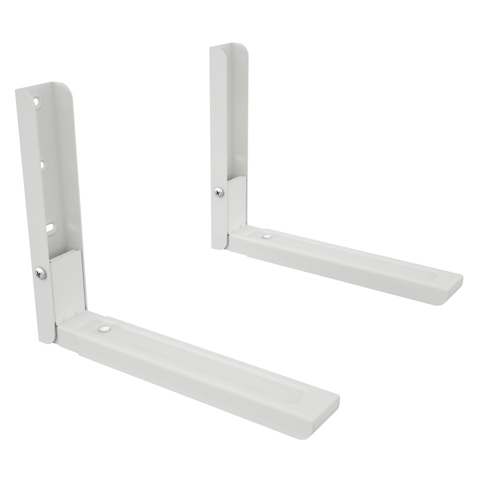 Support mural micro-ondes universel en acier blanc - Lot de 2 bras télescopiques
