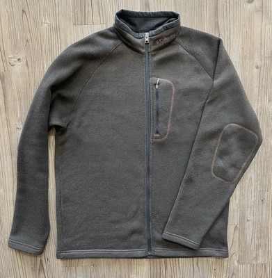 Columbia Mens Large Full Zip Fleece Jacket Brown Mock Neck Outdoor Hiking