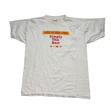 Mens Vintage 90s Tower Records Video Simply The Best White Graphic T Shirt Large