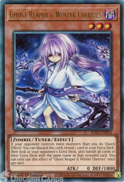 RA03-EN014 Ghost Reaper & Winter Cherries Alt Art : Ultimate Rare 1st Edition Yu