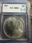 1887 $1 Morgan Silver Dollar ICG MS63