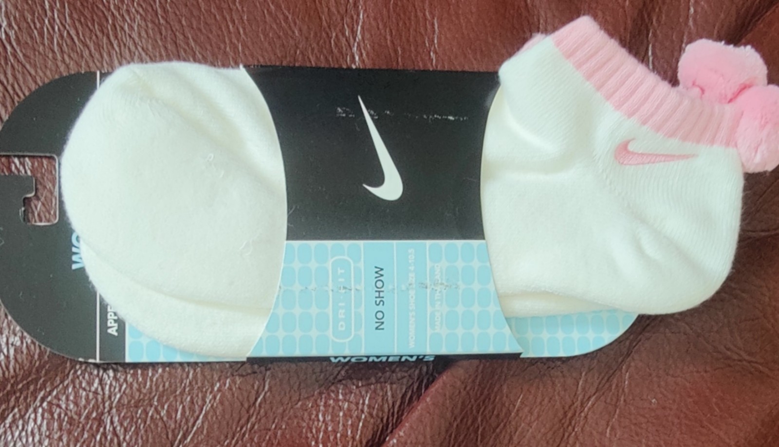 Nike Dri-Fit Cushioned No Show PomPom Socks, New Old Stock Shoe Size 4-10.5 Rare